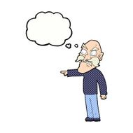 cartoon furious old man with thought bubble N8