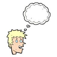 cartoon happy boy face with thought bubble N47