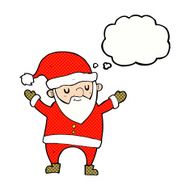 cartoon dancing santa with thought bubble N9