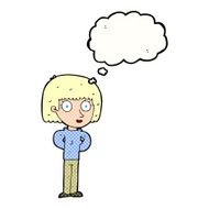 cartoon staring woman with thought bubble N44