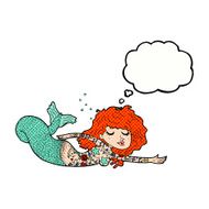 cartoon mermaid with tattoos thought bubble N9