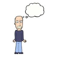 cartoon dad shrugging shoulders with thought bubble N10