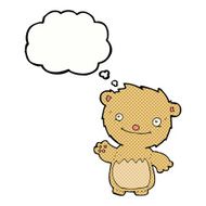 cartoon waving teddy bear with thought bubble N27