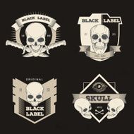 Set of retro vintage badge symbol with skull