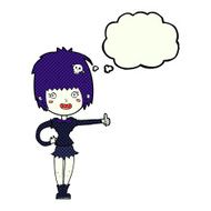 cartoon vampire girl giving thumbs up sign with thought bubble N20