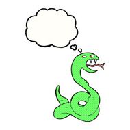 cartoon hissing snake with thought bubble N19