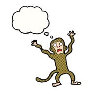 cartoon frightened monkey with thought bubble N9