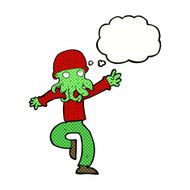 cartoon alien monster man with thought bubble N20