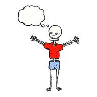 cartoon skeleton in clothes with thought bubble N10
