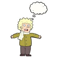cartoon surprised man with thought bubble N134