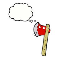 cartoon axe with thought bubble N6