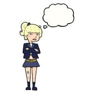cartoon cool girl with thought bubble N27