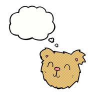 cartoon happy teddy bear face with thought bubble N2