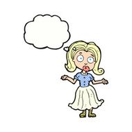 cartoon confused girl with thought bubble N10