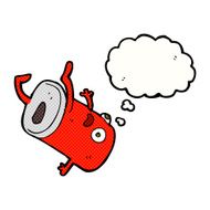 cartoon old drinks can with thought bubble N5