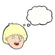 cartoon happy male face with thought bubble N19