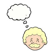 cartoon man with mustache thought bubble N85