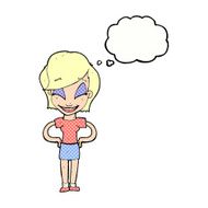 cartoon woman with hands on hips thought bubble N216