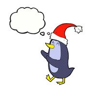 cartoon christmas penguin with thought bubble N2