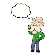 cartoon annoyed old man with thought bubble N67
