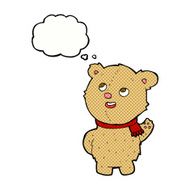 cartoon cute teddy bear with scarf thought bubble N2
