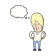 cartoon happy man with thought bubble N451