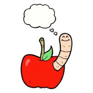 cartoon apple with worm thought bubble N40