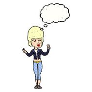 cartoon cool girl with thought bubble N28