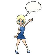 cartoon party girl with thought bubble N9
