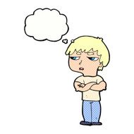 cartoon annoyed boy with thought bubble N40