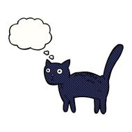 cartoon frightened cat with thought bubble N25