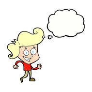 cartoon grinning man with thought bubble N87