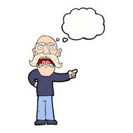 cartoon angry old man with thought bubble N138