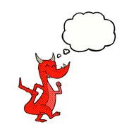 cartoon happy dragon with thought bubble N10