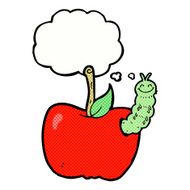 cartoon apple with bug thought bubble N26