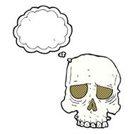 cartoon spooky skull with thought bubble N147