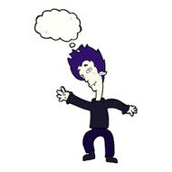 cartoon halloween vampire with thought bubble N18