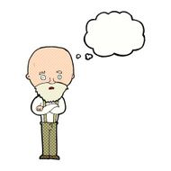 cartoon worried old man with thought bubble N19