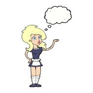 cartoon pretty waitress with thought bubble N10