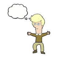 cartoon startled man with thought bubble N50