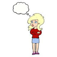 cartoon woman with folded arms thought bubble N29