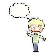 cartoon happy boy with thought bubble N230