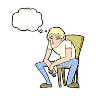 cartoon dejected man with thought bubble N9
