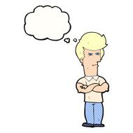 cartoon man with folded arms thought bubble N29