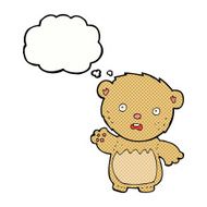 cartoon worried teddy bear with thought bubble N2