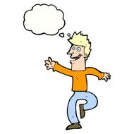 cartoon happy man with thought bubble N452