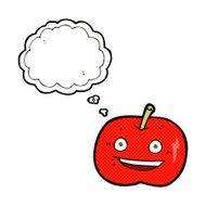 cartoon shiny apple with thought bubble N5