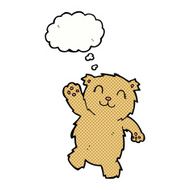 cartoon waving teddy bear with thought bubble N29