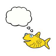 cartoon happy fish with thought bubble N23