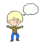 cartoon suspicious man with thought bubble N39